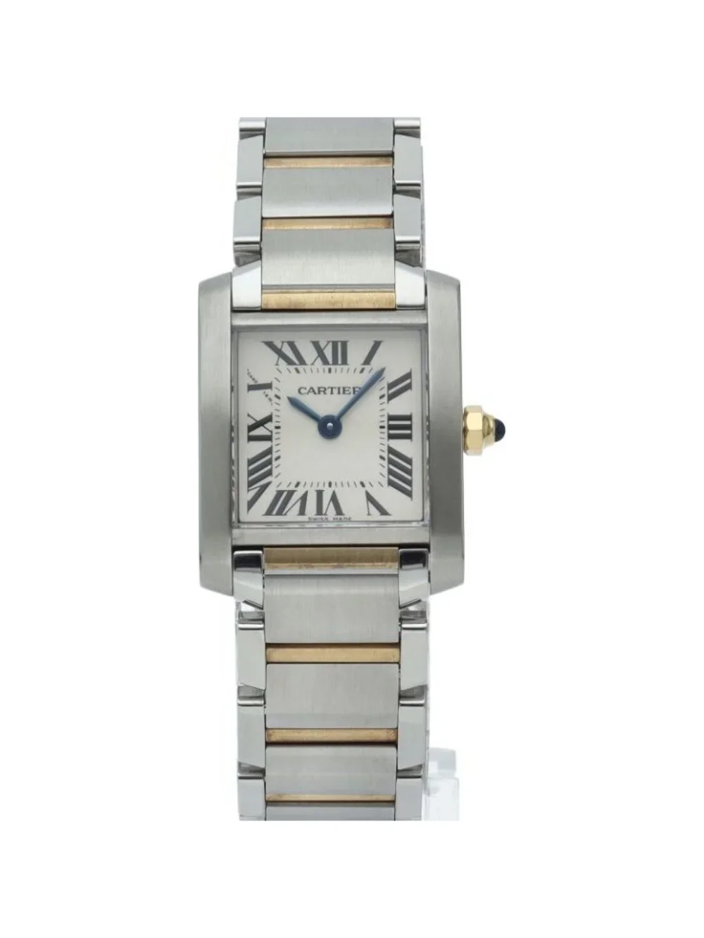 Cartier Tank Francaise SM Watch 18k Yellow Gold SS Silver
